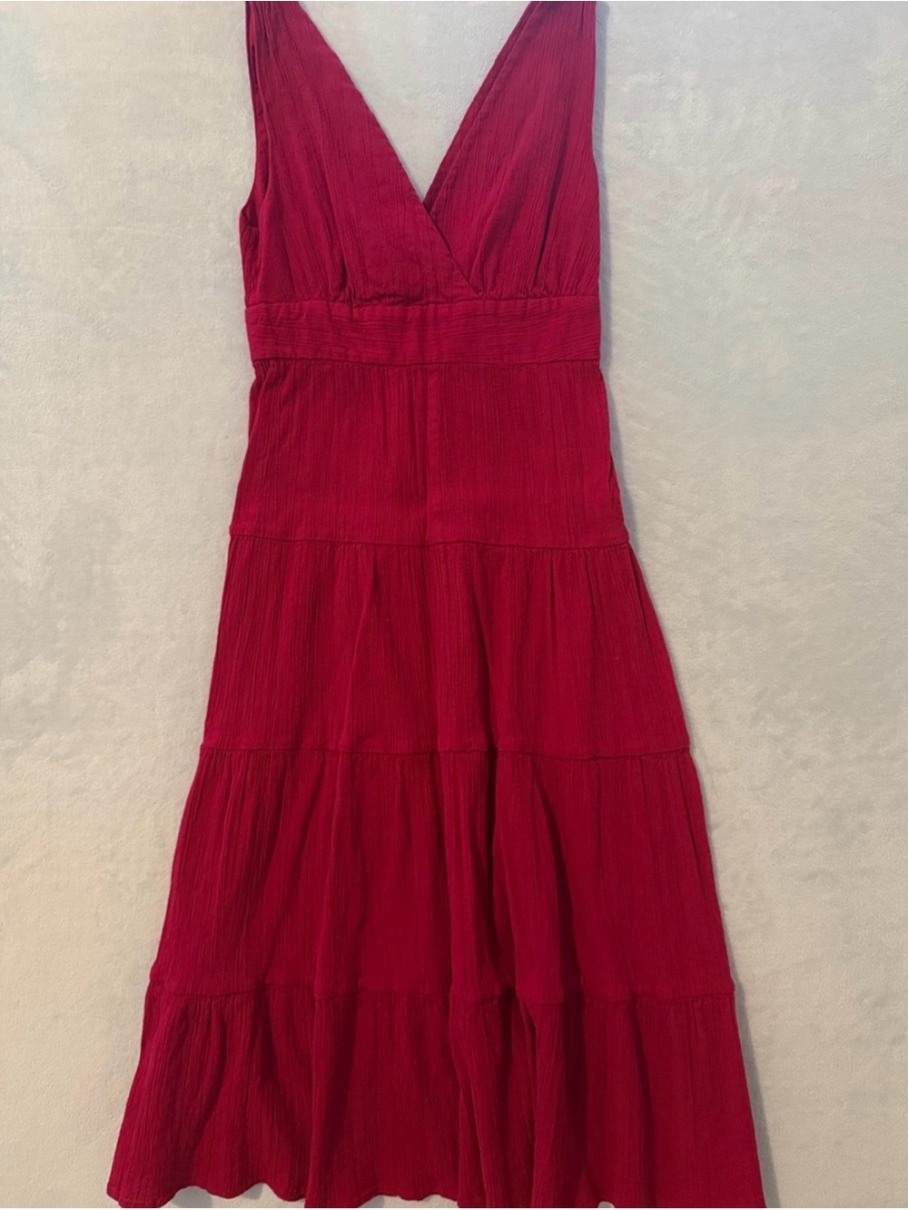 Banana Republic Crimson V-Neck Tiered Midi Dress